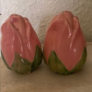 Vintage Pink Rose Salt and Pepper Shakers